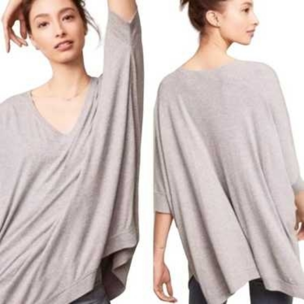 Anthropologie Bordeaux Jane Ribbed V-Neck Top M/L
